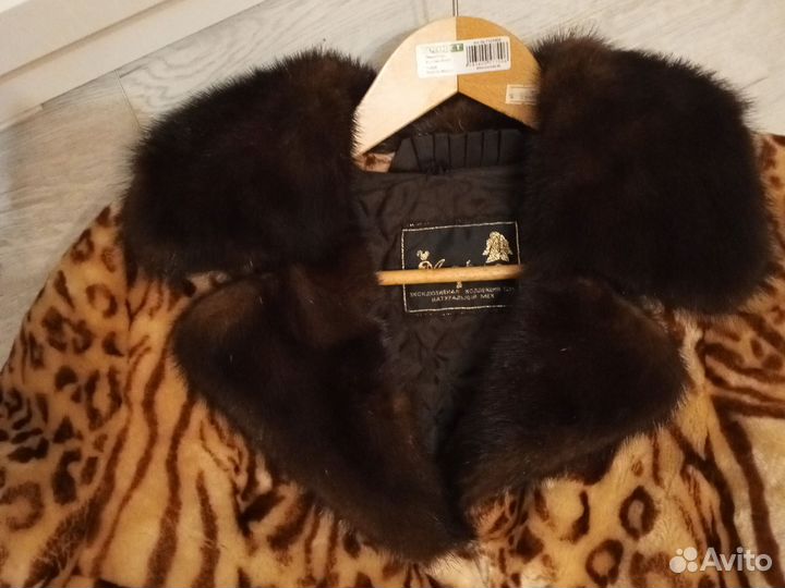 Леопардовая шуба мутоновая