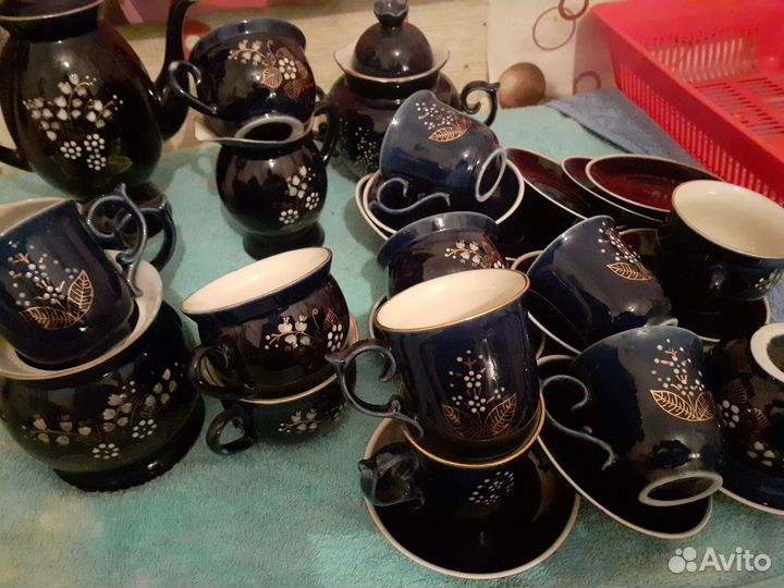 Фарфор возрождение,синяя посуда винтаж