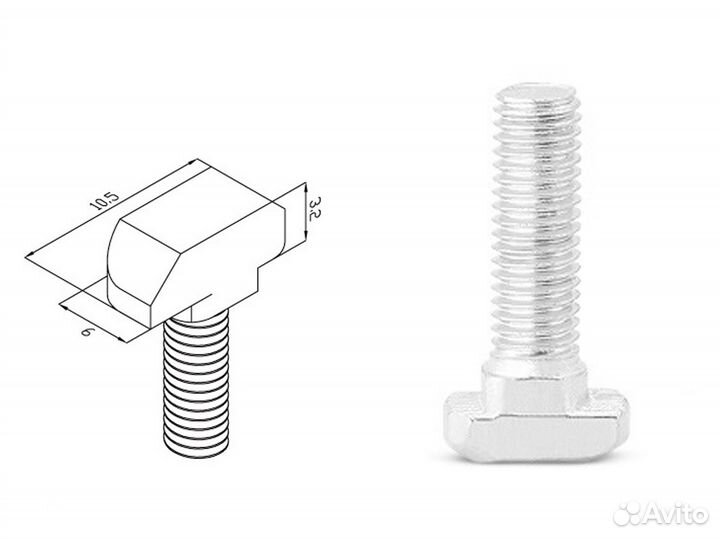 Т-образный пазовый болт профиль 2020 \ 3030