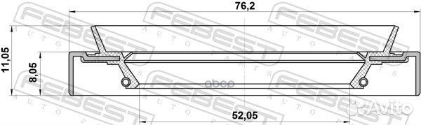 Сальник ступичный передний 52.05X76.2X8.05X11.0