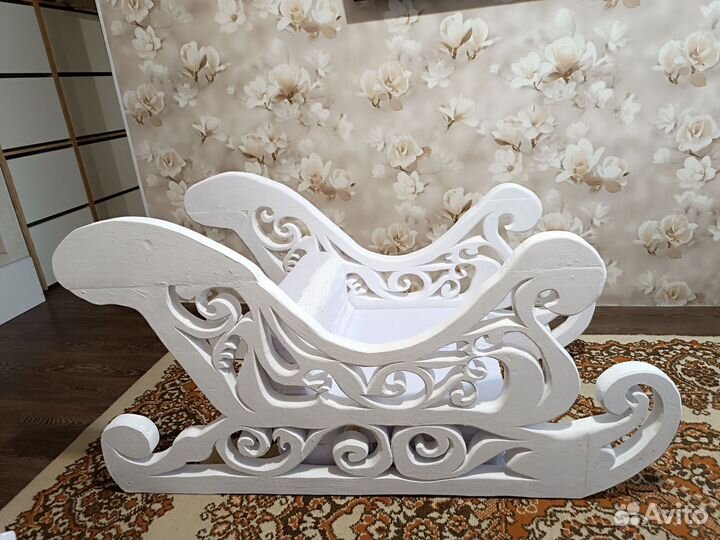 Новогодний декор. Олень и сани. Заготовка