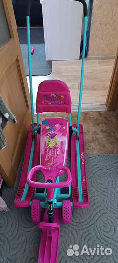 Детский снегокат с ручкой и колесами бу