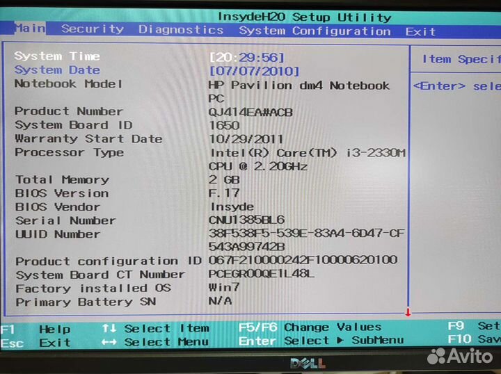 HP Pavilion DM4 6050A2435101 MB-A02 UMA i3-2330m