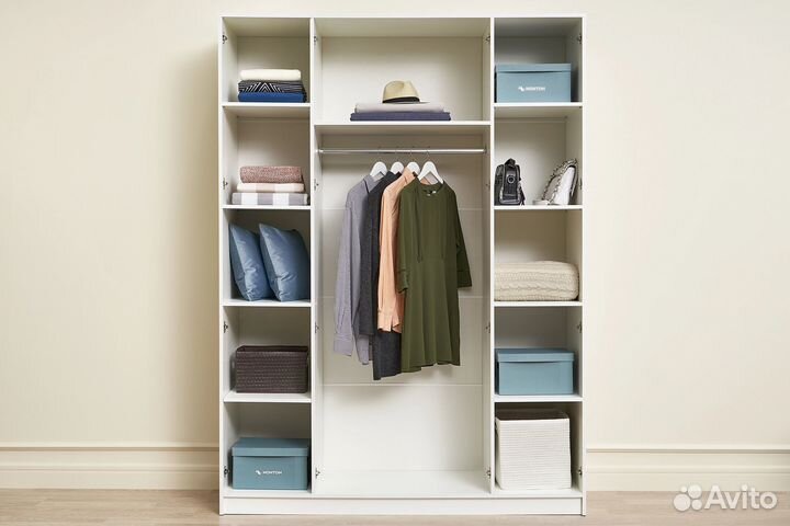 Шкаф 4 дверный с антресолью белый Бруно