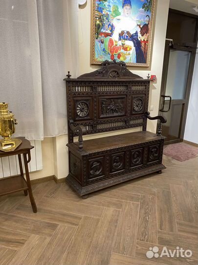 Скамья резная антикварная 19 века