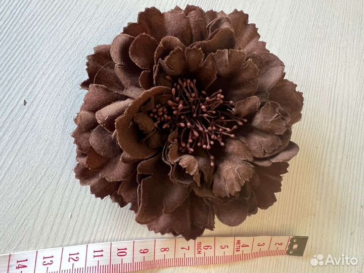 Брошь цветок, Чер. Беж. Коричн