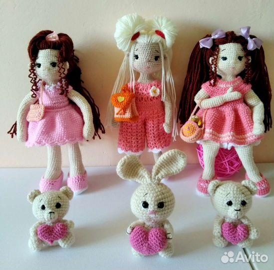 Вязаные куклы ручной работы 26-28 см