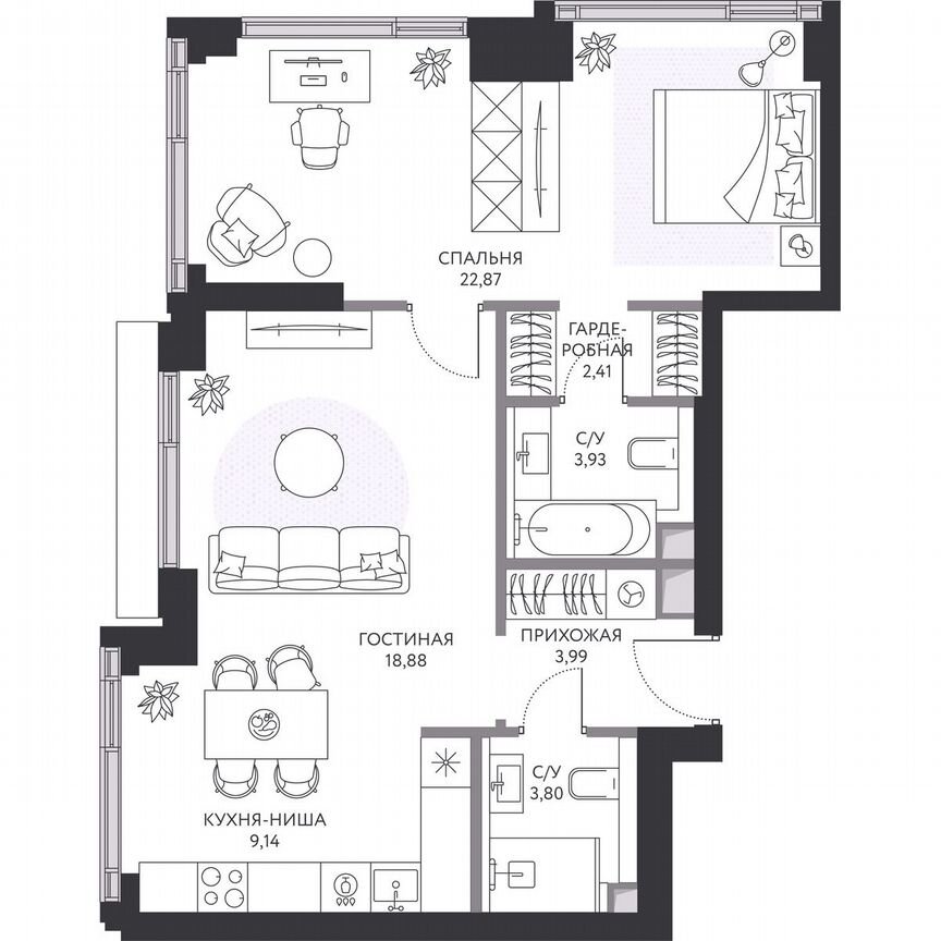 1-к. квартира, 65,9 м², 26/41 эт.