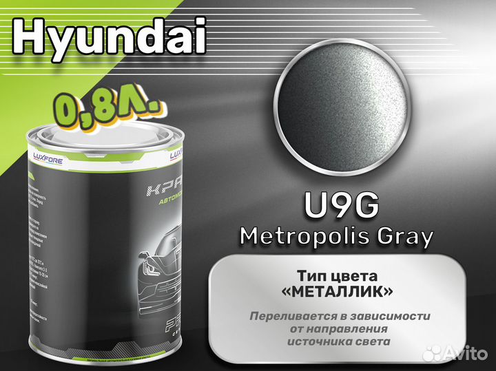 Краска Luxfore 0,8л. (Hyundai U9G Metropolis Gray)