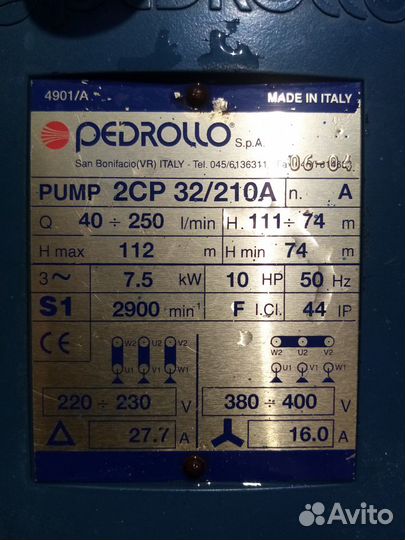 Насос для воды Pedrollo 2CP 32/210A