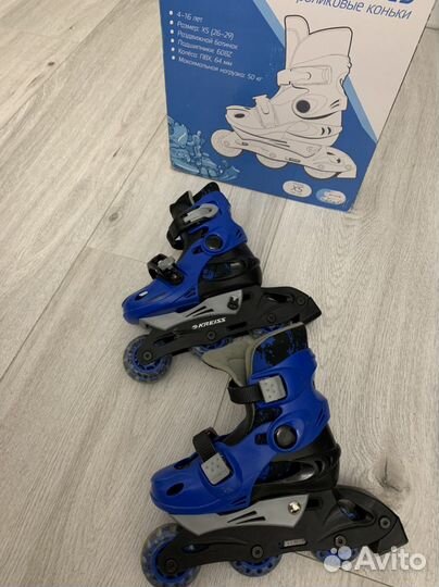 Коньки раздвижные, на ботинки, двуполозные, шлем s