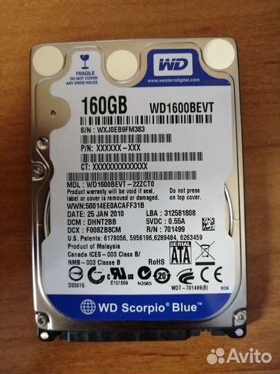 Жесткий диск 2,5' 160Gb