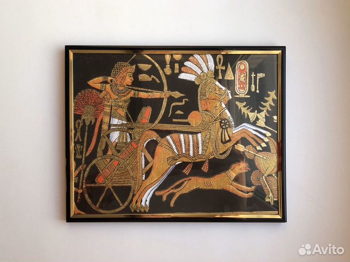 Картина постер в рамке Фараон Тутанхамон на охоте