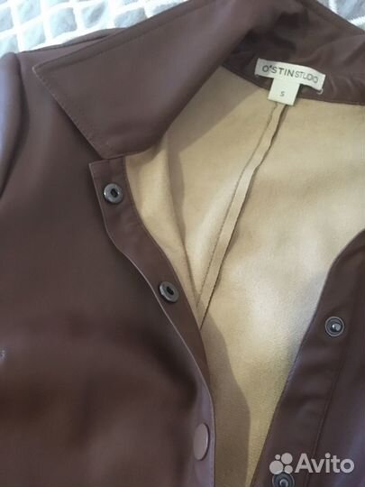 Платье кожаное коричневое