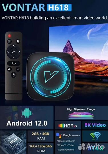 Тв приставка Vontar H618 Android 12+тв+кино