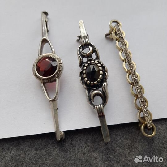 Антикварная брошь заколка серебро