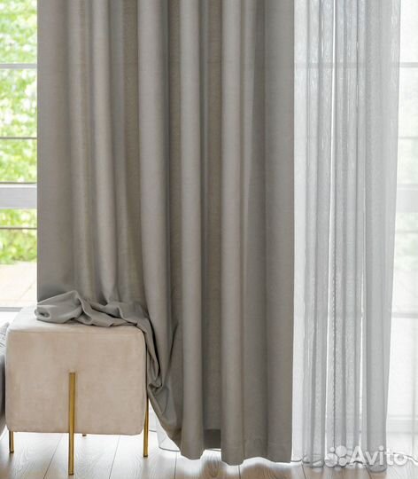 Портьеры рогожка канвас Эдем Серый базальт шторы