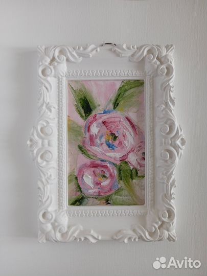 Картина маслом розовые пионы