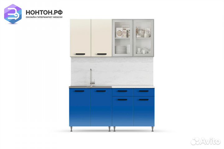 Кухня Рио-1 1.6м бежевый / синий