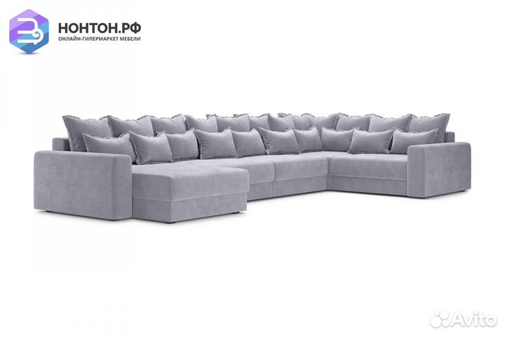 Диван п-образный тик-так Омега серый
