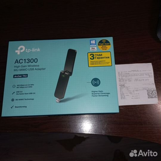 Двухдиапазонный USBадаптер tp link archer t4u