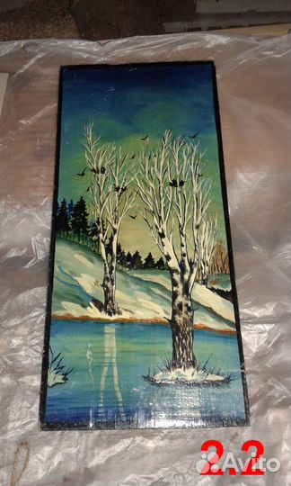 Картины на срезе дерева, ручная работа (2 партия)