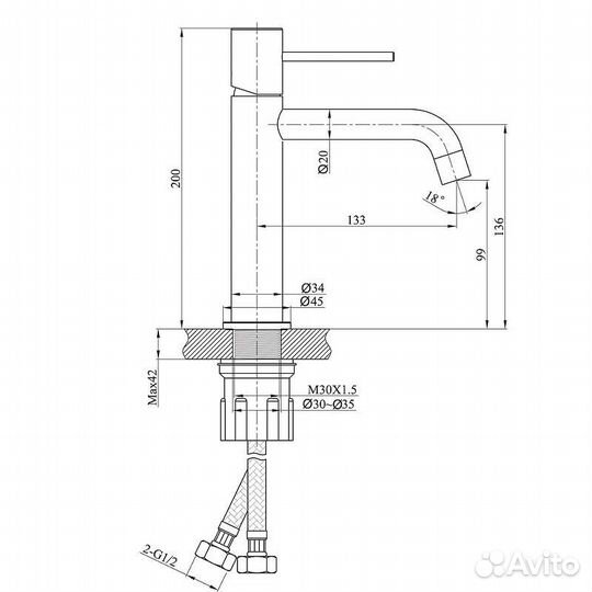 Смеситель для раковины Raiber Graceful RPG-001 золотой