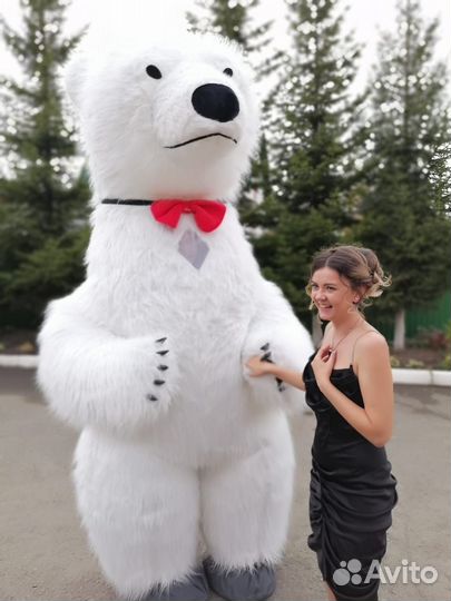 Мишка белый костюм,ростовая кукла