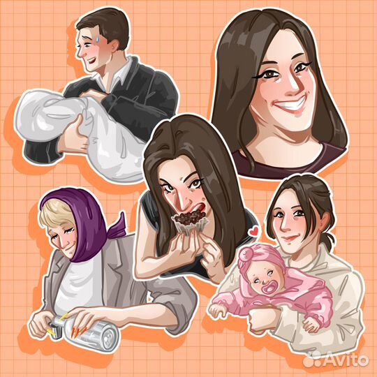 Портрет, Иллюстрации, Аватар, Стикеры