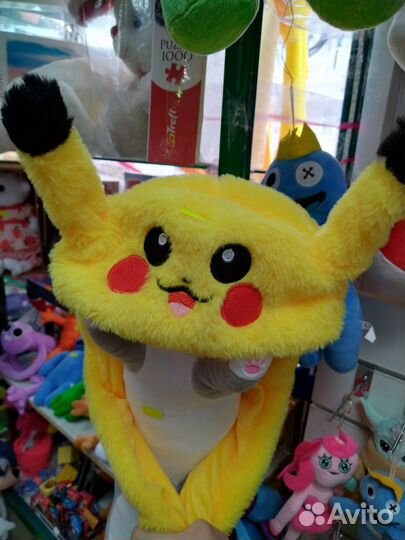 Шапка Пикачу с поднимающимися ушками