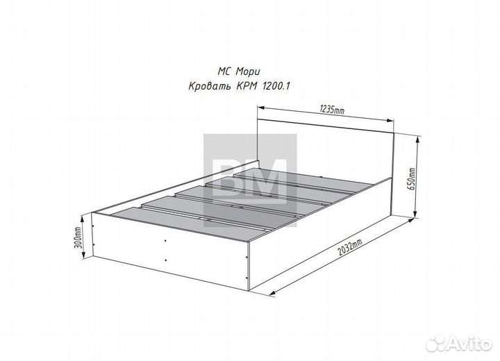 Кровать белая 120х200, полутороспальная