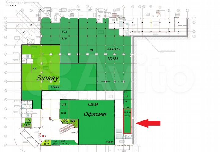 Торговая площадь,Коммерческая недвижимость 77.7 м²
