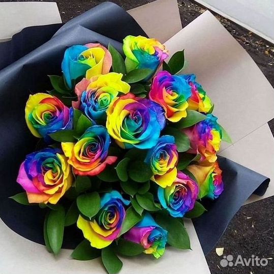 Радужные розы Цветы Доставка