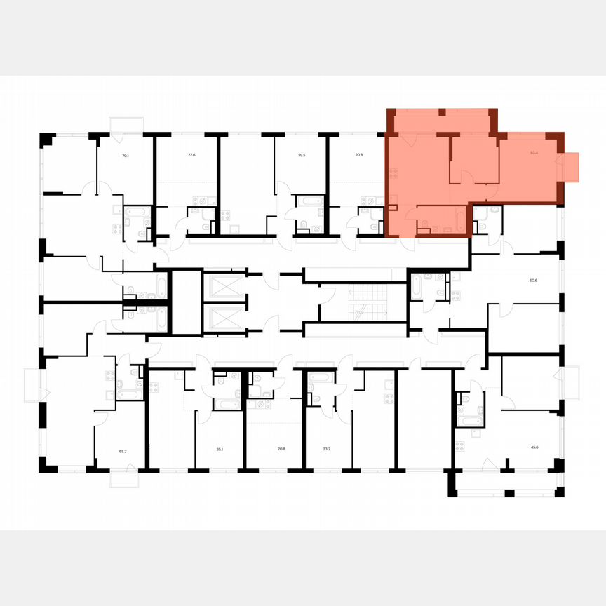 2-к. квартира, 53,4 м², 6/16 эт.