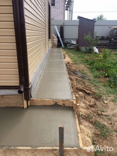 Бетонные работы отмостка фундамент площадка забор