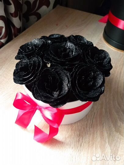 Букет из черных роз декор