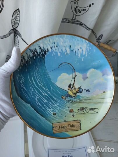 Тарелки с комическими сюжетами, рыбалка