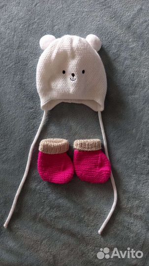 Зимняя шапка для новорожденного новая