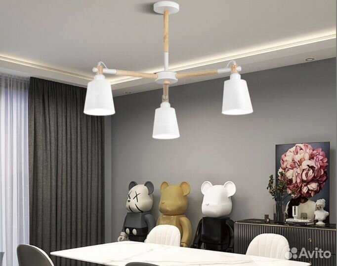 Светильник потолочный люстра сканди 3 плафона