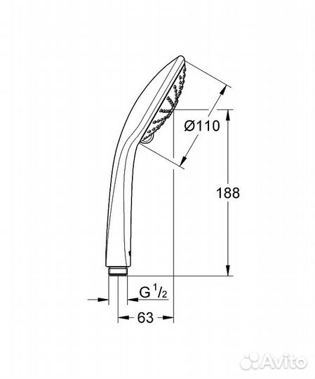 Ручной душ Grohe Euphoria Massage 27221001 Хром Б