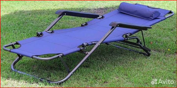 Шезлонг пляжный складной, металл, 153х60х80 см