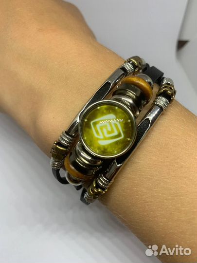 Браслет Геншин Глаз бога кожаный тройной