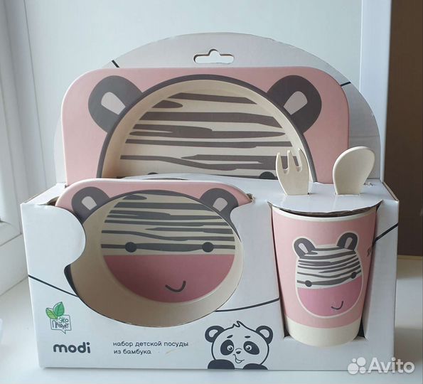 Набор детской посуды из бамбука
