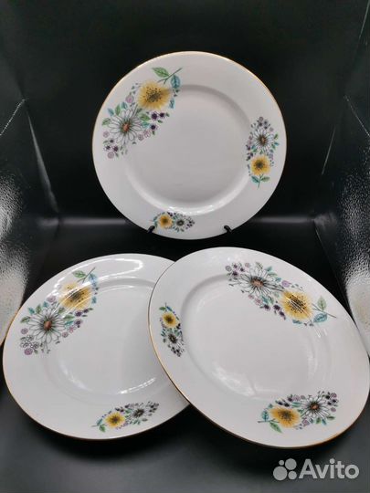 Тарелки Цветы Фарфор Польша 3 шт (Ч)