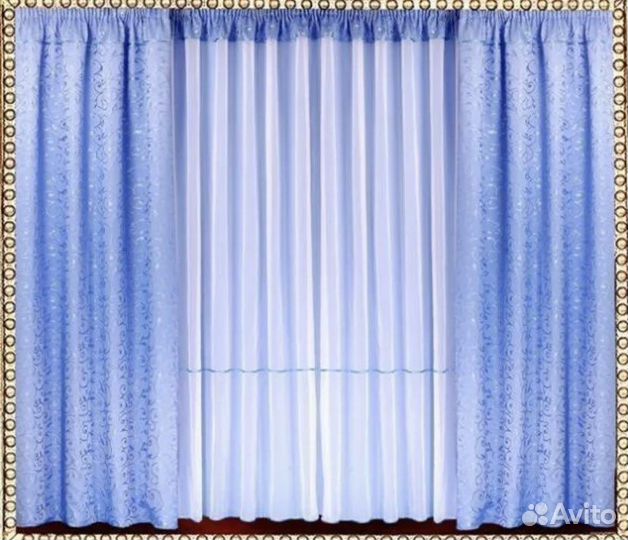 Комплект портьер готовый (шторы + тюль)