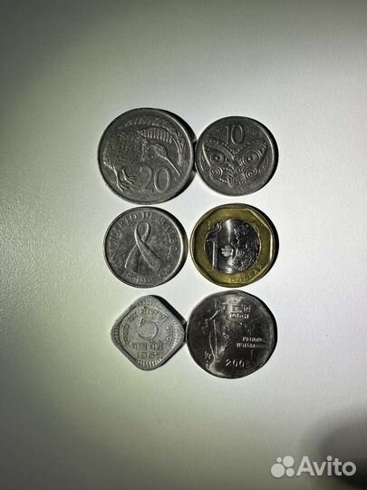 Монеты Аргентина, Уругвай,Сейшелы,Новая Зеландия