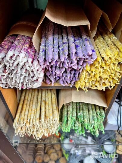 Цветочные свечи восковые с травами