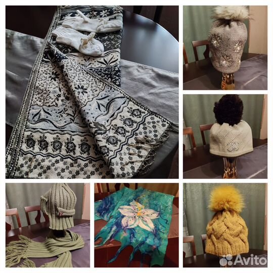 Пакет:шапка+шарф, шапки,валеный шарф