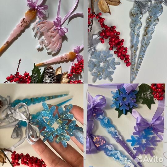 Набор елочных игрушек из эпоксидной смолы