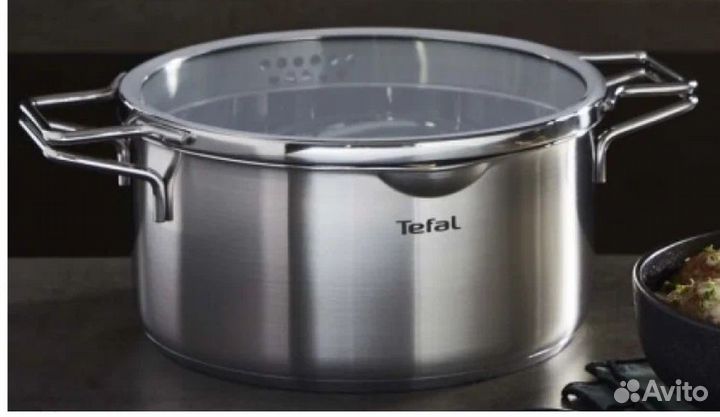 Новая Кастрюля из нержавейки 5л Tefal со сливом